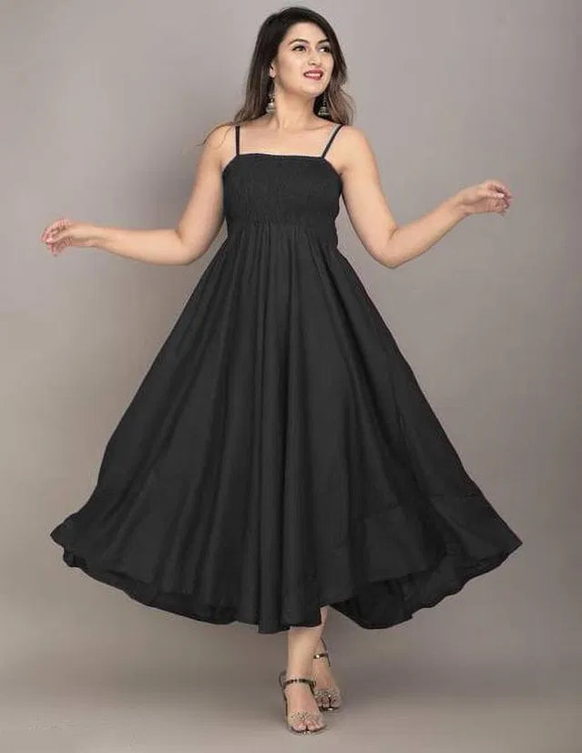 Women's Black Maxi Dress – Full Length Elegant Fit